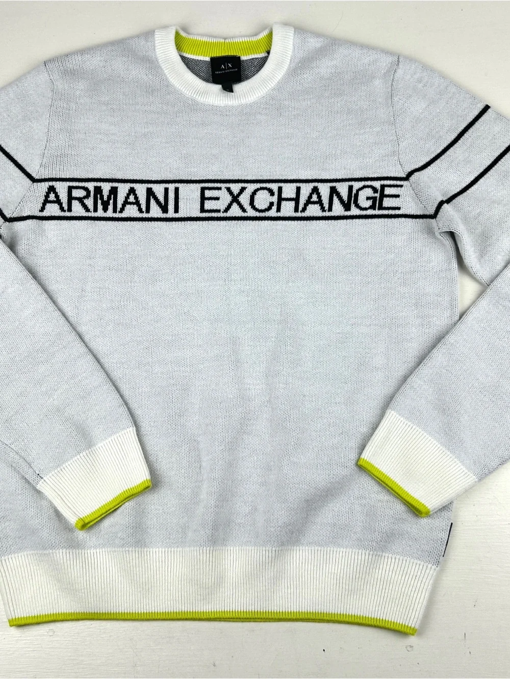 Armani Exchange Knit Pullover Sweater Sz Medium Crew Neck Long Sleeve Spell Out